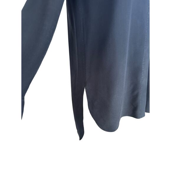 Vintage Chloe Silk Soft Black Bell Sleeve Oversized Tunic Button Down Blouse XS - Picture 7 of 13